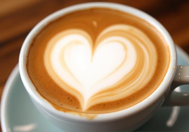 Gros plan sur un latte art en forme de cœur